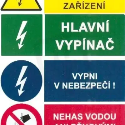 SK0000106-CZ20260306-083528-0-1772757330-158155-elznna0613628 Značení 54 Pozor el.zařízení,hl.vypínač,vypni v nebezpečí,nehas vodou7,5x10,5cm Časově Omezené