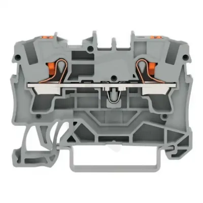 2vodičová průchozí svorka, s ovládacím tlačítkem, 4 mm2, Šedá WAGO 2204-1201 Pouze Dnes