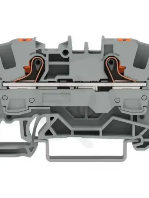 2vodičová průchozí svorka, s ovládacím tlačítkem, 6 mm2, Šedá WAGO 2206-1201 Nakupujte Hned