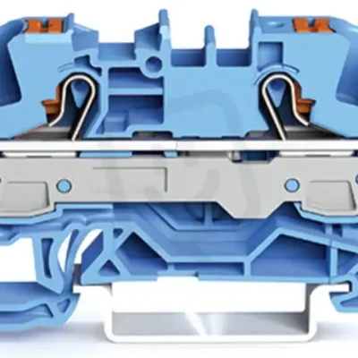 2vodičová průchozí svorka, s ovládacím tlačítkem, 6 mm2, Modrá WAGO 2206-1204 Bezpečná Platba