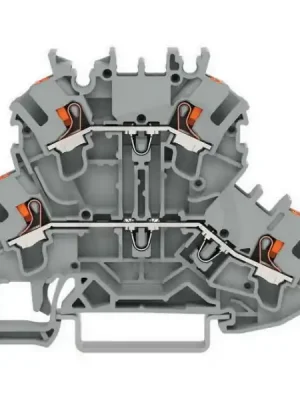 Značkový Dvoupatrová svorka, s ovládacím tlačítkem, Průchozí/průchozí svorka, Šedá
