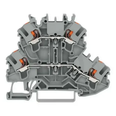 Značkový Dvoupatrová svorka, s ovládacím tlačítkem, Průchozí/průchozí svorka, Šedá