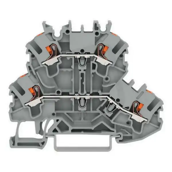 Značkový Dvoupatrová svorka, s ovládacím tlačítkem, Průchozí/průchozí svorka, Šedá