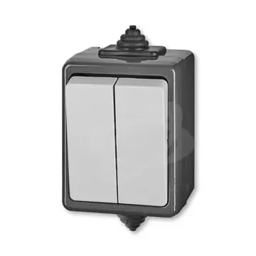 Praktik spínač 6+6 střídavý dvojitý IP44 šedá Profesionální