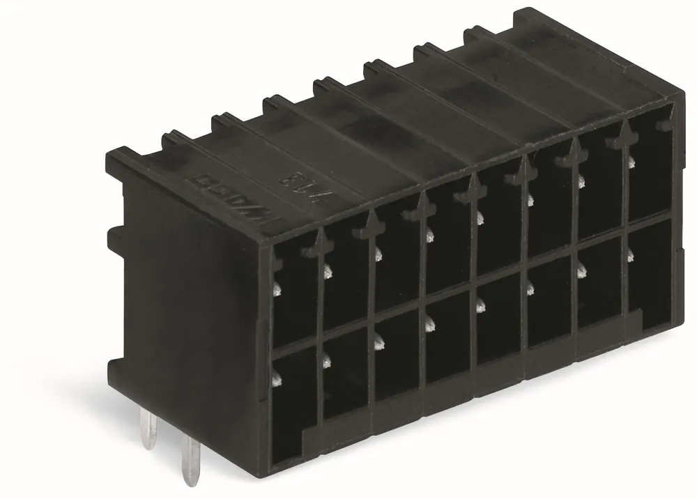 Značkový WAGO Konektor 713-1432/105-000 s pájecími piny THR, 2řadý Pájecí kontakt 0,8 × 0,8 mm Úhlové provedení, černá