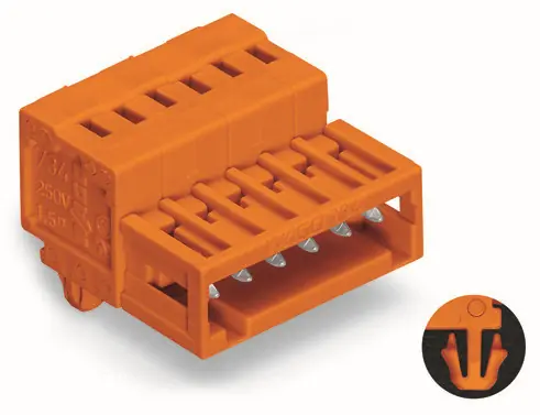Značkový WAGO Konektor 734-348/018-000 1vodičový s pájecími piny CAGE CLAMP® 1,5 mm², oranžová