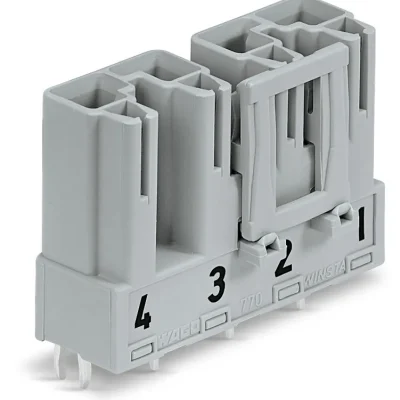 WAGO Konektor 770-854/064-000 na desky plošných spojů Rovné provedení 4pólová, šedá Ověřený