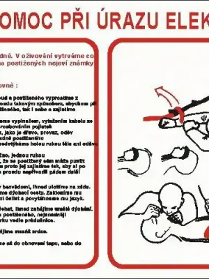 CUPRO Tabulka"PRVNÍ POMOC PŘI ÚRAZU EL." A3 P, samolepící Zlevněný